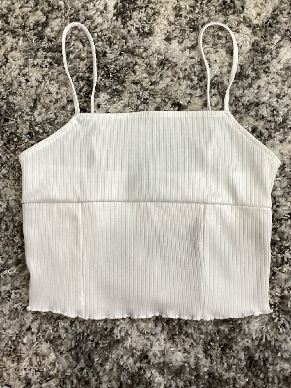 Forever 21 White Ribbed Square-Neck Cropped Cami